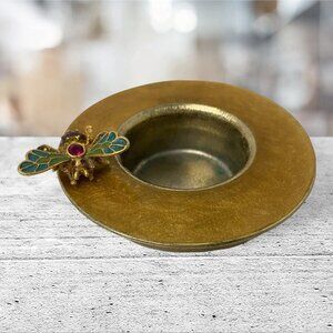 Jay Strongwater votive brass candle holder crystal bee enameled signed vintage 3